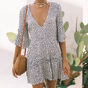 NEW Faithfull The Brand Fresa Dress Blue White Rae Floral Print Size 4